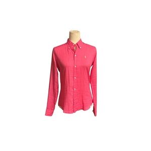 Ralph Lauren Pink 100% Natural Bamboo Slim Fit Button-Up Blouse | Sz 6